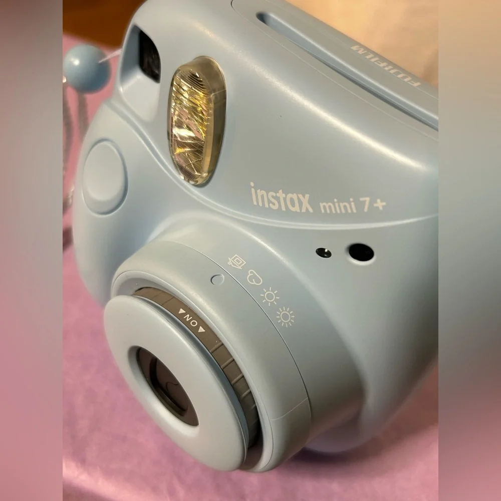 Fujifilm INSTAX MINI 7 PLUS Instant Film Camera Light Blue with Teal Case -WORKS